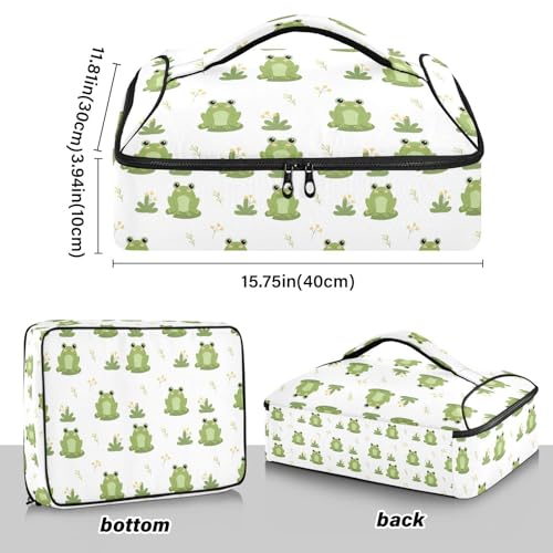 Kcldeci Insulated Thermal Food Carrier Insulated Casserole Carrier for Hot or Cold Food,Cute Frogs Insulated Tote Bag for Potluck Cookouts Parties Picnic,Lasagna Lugger