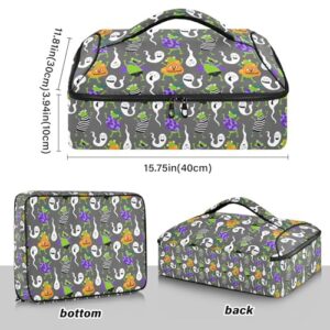 Kcldeci Insulated Thermal Food Carrier Insulated Casserole Carrier for Hot or Cold Food,Frogs and Pumpkins Insulated Tote Bag for Potluck Cookouts Parties Picnic,Lasagna Lugger