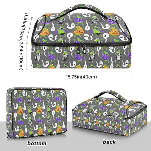 Kcldeci Insulated Thermal Food Carrier Insulated Casserole Carrier for Hot or Cold Food,Frogs and Pumpkins Insulated Tote Bag for Potluck Cookouts Parties Picnic,Lasagna Lugger