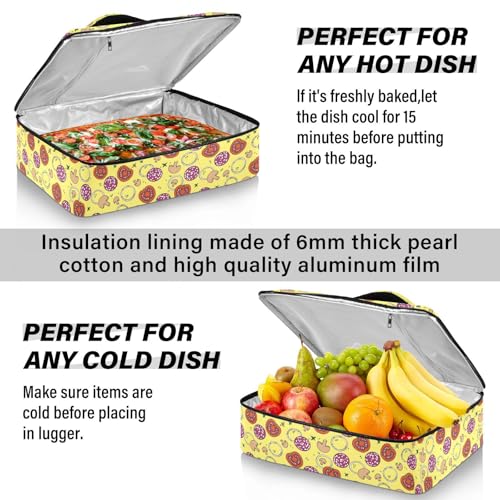 Kcldeci Insulated Thermal Food Carrier Insulated Casserole Carrier for Hot or Cold Food,Pizza Onion Rings Tomatoes Insulated Tote Bag for Potluck Cookouts Parties Picnic,Lasagna Lugger