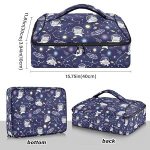 Kcldeci Insulated Thermal Food Carrier Insulated Casserole Carrier for Hot or Cold Food,Kawaii Cute Cat Astronaut Insulated Tote Bag for Potluck Cookouts Parties Picnic,Lasagna Lugger