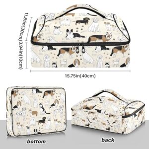 Kcldeci Insulated Thermal Food Carrier Insulated Casserole Carrier for Hot or Cold Food,Cute Doodle Dogs Insulated Tote Bag for Potluck Cookouts Parties Picnic,Lasagna Lugger