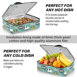 Kcldeci Insulated Thermal Food Carrier Insulated Casserole Carrier for Hot or Cold Food,Happy Dogs Insulated Tote Bag for Potluck Cookouts Parties Picnic,Lasagna Lugger