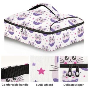 Kcldeci Insulated Thermal Food Carrier Insulated Casserole Carrier for Hot or Cold Food,Donuts and Cats Insulated Tote Bag for Potluck Cookouts Parties Picnic,Lasagna Lugger