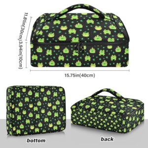 Kcldeci Insulated Thermal Food Carrier Insulated Casserole Carrier for Hot or Cold Food,Cute Frog Kawaii Insulated Tote Bag for Potluck Cookouts Parties Picnic,Lasagna Lugger