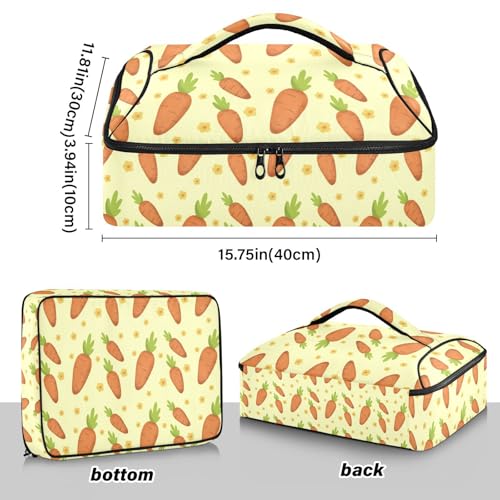 Kcldeci Insulated Thermal Food Carrier Insulated Casserole Carrier for Hot or Cold Food,Yellow Insulated Tote Bag for Potluck Cookouts Parties Picnic,Lasagna Lugger