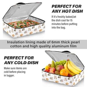 Kcldeci Insulated Thermal Food Carrier Insulated Casserole Carrier for Hot or Cold Food,Cute French Bulldog Insulated Tote Bag for Potluck Cookouts Parties Picnic,Lasagna Lugger