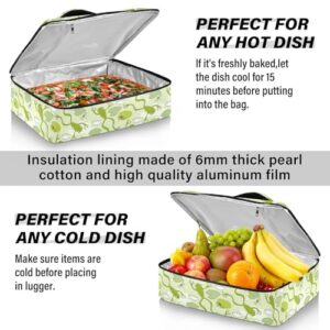 Kcldeci Insulated Thermal Food Carrier Insulated Casserole Carrier for Hot or Cold Food,Frogs and Dragonflies Insulated Tote Bag for Potluck Cookouts Parties Picnic,Lasagna Lugger