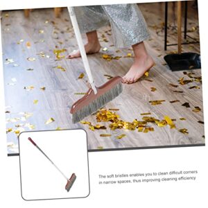 HOMOCONO Splicing Wooden Broom Brooms for Sweeping Lightweight Broom Soft Bristle Broom Indoor Dust Broom Sweeping Broom Floor Cleaning Broom House Broom Soft Broom Stainless Steel Coffee