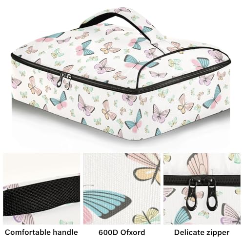 Kcldeci Insulated Thermal Food Carrier Insulated Casserole Carrier for Hot or Cold Food,Butterfly Insulated Tote Bag for Potluck Cookouts Parties Picnic,Lasagna Lugger