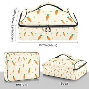 Kcldeci Insulated Thermal Food Carrier Insulated Casserole Carrier for Hot or Cold Food,Carrot Pattern Insulated Tote Bag for Potluck Cookouts Parties Picnic,Lasagna Lugger