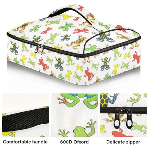 Kcldeci Insulated Thermal Food Carrier Insulated Casserole Carrier for Hot or Cold Food,Tropical Tree Frogs Insulated Tote Bag for Potluck Cookouts Parties Picnic,Lasagna Lugger