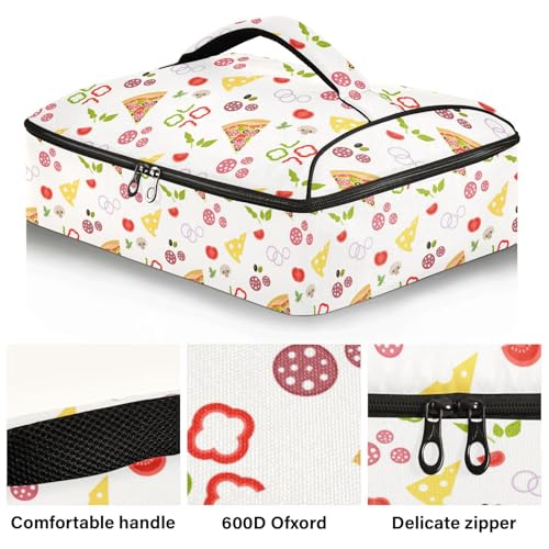 Kcldeci Insulated Thermal Food Carrier Insulated Casserole Carrier for Hot or Cold Food,Pizza and Ingredients Insulated Tote Bag for Potluck Cookouts Parties Picnic,Lasagna Lugger