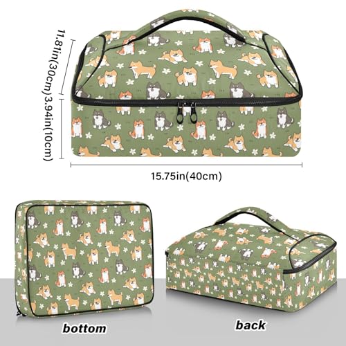 Kcldeci Insulated Thermal Food Carrier Insulated Casserole Carrier for Hot or Cold Food,Dog and Flower Insulated Tote Bag for Potluck Cookouts Parties Picnic,Lasagna Lugger