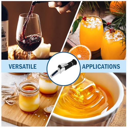 Brix Refractometer with ATC Handheld Honey, Refractometer Accurate Brix Meter Easy to Use Brix Measurement Tool Brix 0 to 32 Portable Refractometer for Beer Wine Making