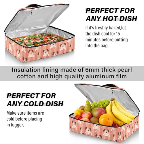 Kcldeci Insulated Thermal Food Carrier Insulated Casserole Carrier for Hot or Cold Food,Cute Dog Heads Insulated Tote Bag for Potluck Cookouts Parties Picnic,Lasagna Lugger