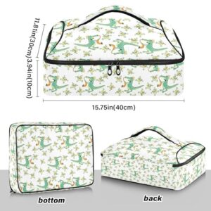 Kcldeci Insulated Thermal Food Carrier Insulated Casserole Carrier for Hot or Cold Food,Crocodiles Frogs Tropical Plants Insulated Tote Bag for Potluck Cookouts Parties Picnic,Lasagna Lugger