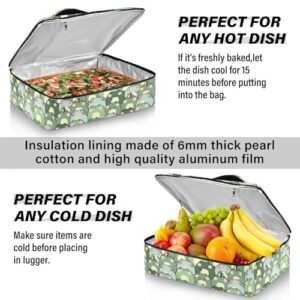 Kcldeci Insulated Thermal Food Carrier Insulated Casserole Carrier for Hot or Cold Food,Cute Chubby Frog Insulated Tote Bag for Potluck Cookouts Parties Picnic,Lasagna Lugger