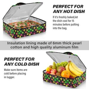 Kcldeci Insulated Thermal Food Carrier Insulated Casserole Carrier for Hot or Cold Food,Footprints Dog Cat Insulated Tote Bag for Potluck Cookouts Parties Picnic,Lasagna Lugger