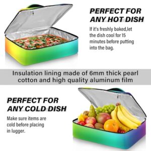 Kcldeci Insulated Thermal Food Carrier Insulated Casserole Carrier for Hot or Cold Food,Blurry Rainbow Insulated Tote Bag for Potluck Cookouts Parties Picnic,Lasagna Lugger