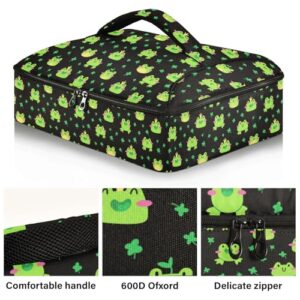 Kcldeci Insulated Thermal Food Carrier Insulated Casserole Carrier for Hot or Cold Food,Cute Frog Kawaii Insulated Tote Bag for Potluck Cookouts Parties Picnic,Lasagna Lugger