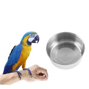 SEWOART Parrot Perches Stand Feeder Parrot Bowl Bunny Feeder Out Door Toys Rat Cage Bird Cage Waterer Parrot Feeding Cups Bird Waterer Pigeon Food Pet Bird Supplies Bird Food Bowl Silver