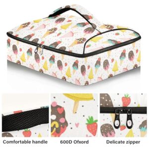 Kcldeci Insulated Thermal Food Carrier Insulated Casserole Carrier for Hot or Cold Food,Ice Cream Strawberries Hearts Insulated Tote Bag for Potluck Cookouts Parties Picnic,Lasagna Lugger