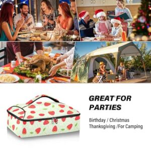 Kcldeci Insulated Thermal Food Carrier Insulated Casserole Carrier for Hot or Cold Food,Strawberry and Cherry Insulated Tote Bag for Potluck Cookouts Parties Picnic,Lasagna Lugger