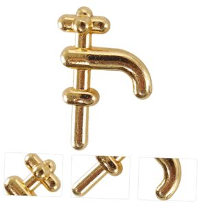 HANABASS Mini Faucet Ornaments Decor Miniature Faucet Sink Faucet Model Prop Doll House Prop Festival Tiny Faucet Doll House Accessories Mini House Sink Faucet Ornament Plastic Golden