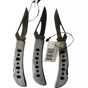 3 PC 440 STAINLESS STEEL Pocketknife Steel Handle & Blade, Lockback, New