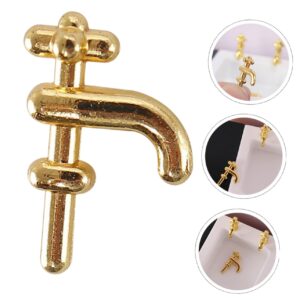 HANABASS Mini Faucet Ornaments Decor Miniature Faucet Sink Faucet Model Prop Doll House Prop Festival Tiny Faucet Doll House Accessories Mini House Sink Faucet Ornament Plastic Golden