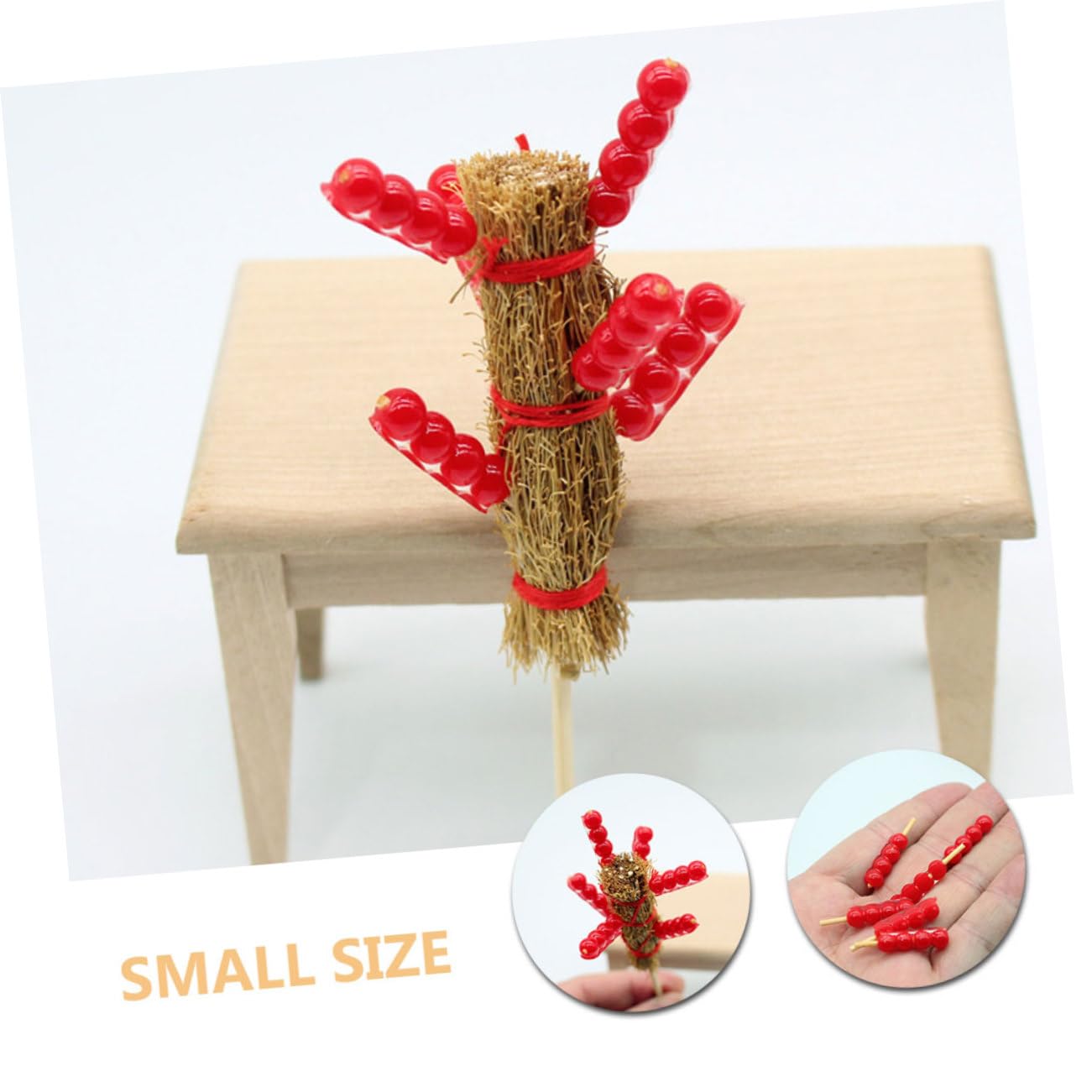 CAXUSD 1 Set Red Mini Foods Resin Doll House Photo Prop Tiny Things Mini Scene Layout Prop Wood