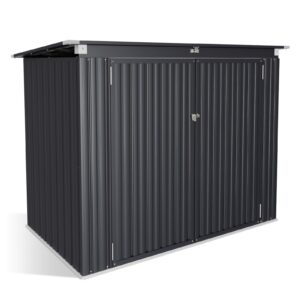 Aoxun 3.3' x 5.6' Metal Storage Shed - Waterproof Outdoor Garbage Can Organizer with Chain Lid, Ideal for Trash Bins, Toys, Garden Tools - Perfect for Garden, Backyard, & Patio Use