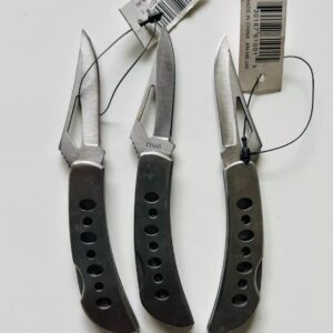 3 PC 440 STAINLESS STEEL Pocketknife Steel Handle & Blade, Lockback, New