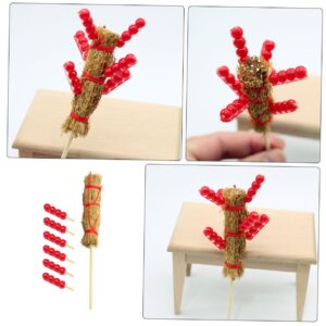 CAXUSD 1 Set Red Mini Foods Resin Doll House Photo Prop Tiny Things Mini Scene Layout Prop Wood