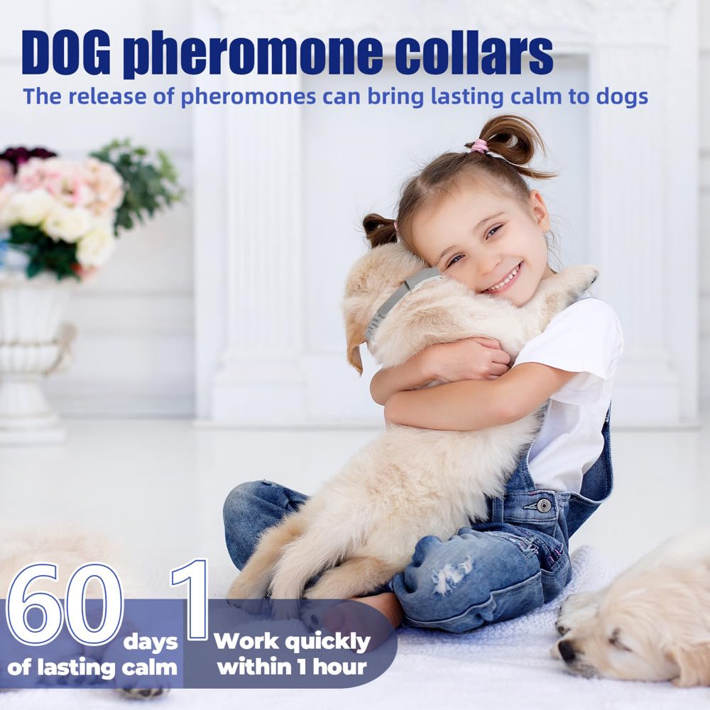 Calming Collar for Dogs 4 Packs,Dog Calming Collar,Pheromone Collar for Dogs,Relief Anxiety Stress Separation,Lasts 60 Days,25 Inches Size Flexible Adjustable, for All Small Medium and Large Dog