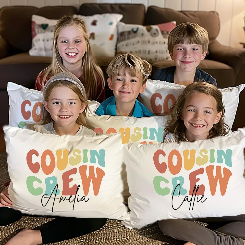 Getname Necklace Custom Name Cousin Crew Pillowcase Rainbow Letter Cousin Crew Pillow Case Personalized Cousin Crew Pillow Covers 16x20 20x26 20x30 20x36 Cousin Crew Throw Pillow Cover for Boys Girls