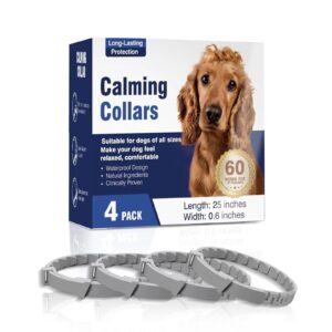 calming collar for dogs 4 packs,dog calming collar,pheromone collar for dogs,relief anxiety stress separation,lasts 60 days,25 inches size flexible adjustable, for all small medium and large dog