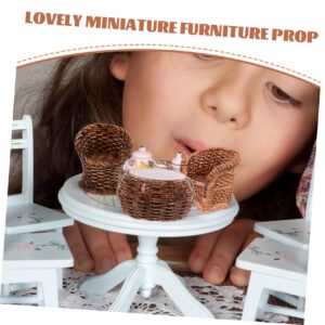 BESTonZON 1 Set Mini Garden Decor Mini Woven Chair Light Brown Doll House Supplies Doll House Resin