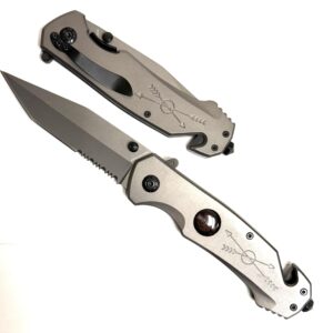 Harley Davidson tactical all stainless steel quick open folding pocket knife GSE900GRY H