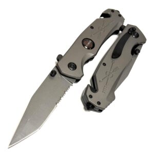 harley davidson tactical all stainless steel quick open folding pocket knife gse900gry h