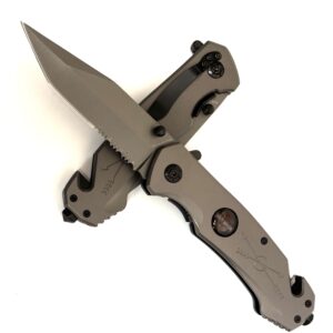 Harley Davidson tactical all stainless steel quick open folding pocket knife GSE900GRY H