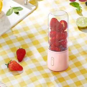 Portable Personal Blender for Shakes and Smoothies, Fruit Juicer USB Rechargeable with 6 Blades, Handheld Blenders for Sports Travel and Outdoors, Electric Mini Blender (Pink)