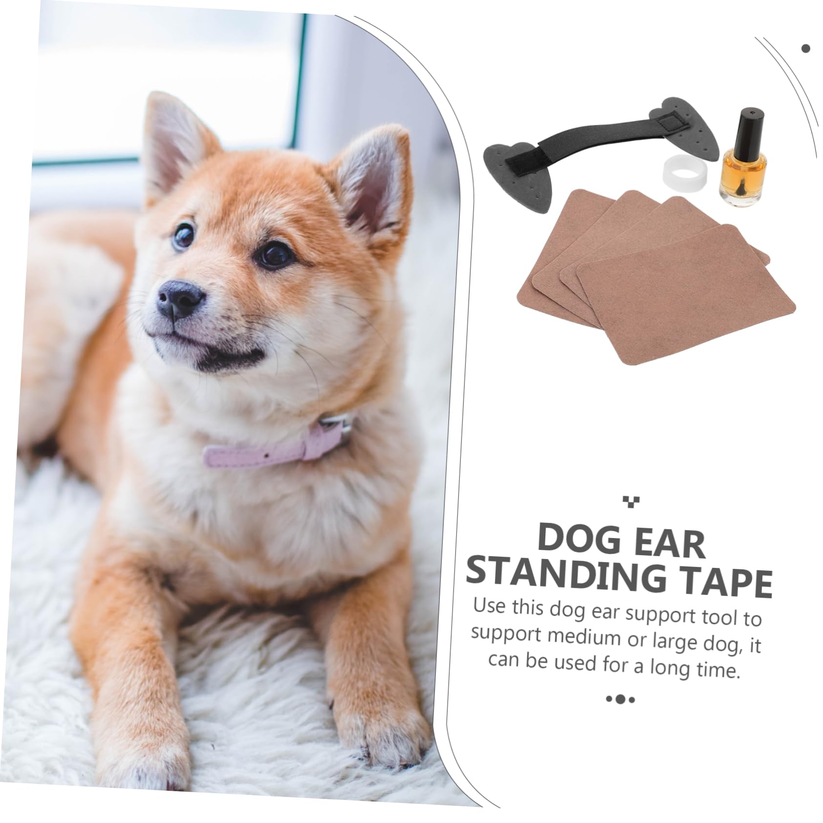 CIYODO 1 Set Ear Erector Pets Puppy Puppies Dog Ear Tape Dog Ear Correct Pet Ear Tape Dog Ear Standing Tape Dog Accessory Ear Stand up Tape Dog Ear Support Tape Dog Supply Black Polyester