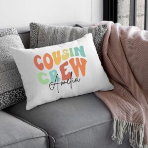 Getname Necklace Custom Name Cousin Crew Pillowcase Rainbow Letter Cousin Crew Pillow Case Personalized Cousin Crew Pillow Covers 16x20 20x26 20x30 20x36 Cousin Crew Throw Pillow Cover for Boys Girls