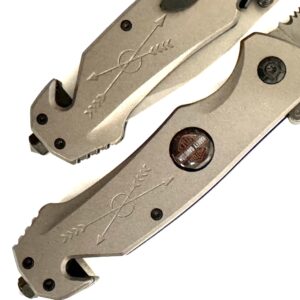 Harley Davidson tactical all stainless steel quick open folding pocket knife GSE900GRY H