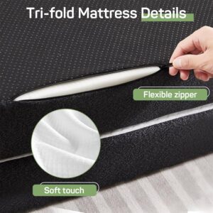 4 Inch Folding Mattress Single Size, Foldable Floor Memory Foam Mattress, Portable Camping Mattress, CertiPUR-US Certified Collapsible Bed Mattress Pad