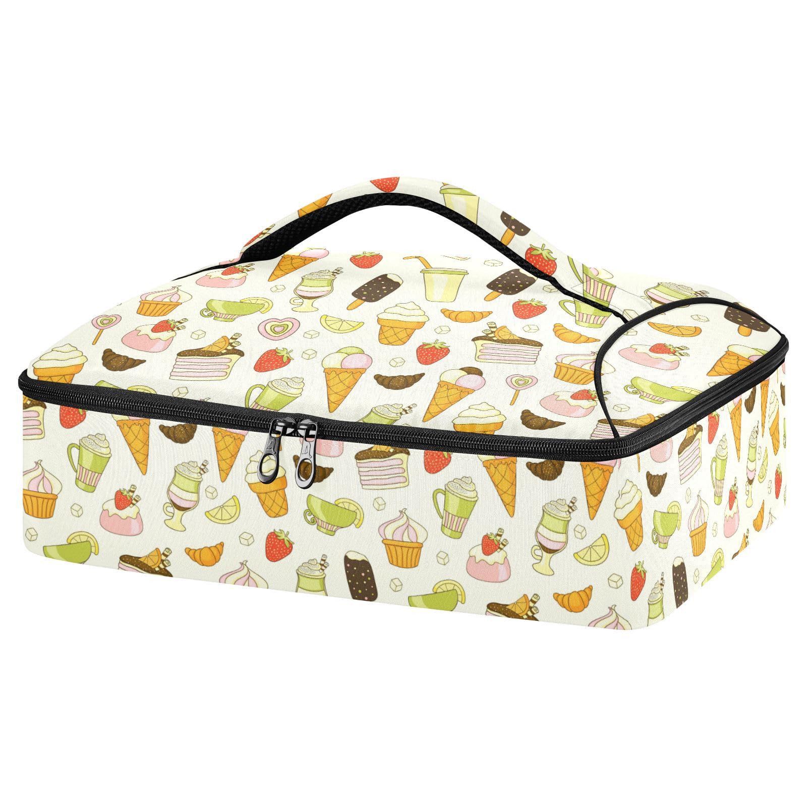 Kcldeci Insulated Thermal Food Carrier Insulated Casserole Carrier for Hot or Cold Food,Sweets Ice-cream Cake and Coffee Insulated Tote Bag for Potluck Cookouts Parties Picnic,Lasagna Lugger