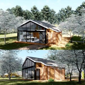 modern prefabricated villa holiday house accommodation prefab garden office double story house outdoor, garden house luxury living