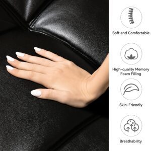 Cozysnooze Convertible Futon Sofa Bed Couch,Faux Leather Futon Sofa Couch,Memory Foam Futons,Small Splitback Modern Loveseat Sleeper Couch Bed for Living Room,Office,Apartment,Bright Black